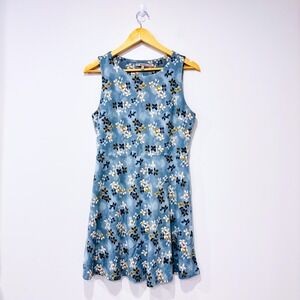 MAX COCOS Blue floral summer dress | Fit & flare skater dress | Medium